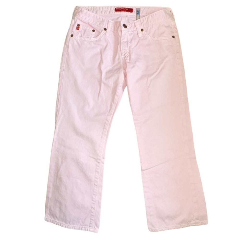 Big Star Distressed Capris Straight Leg USA Made Pale PastelPink Flawed size 28
